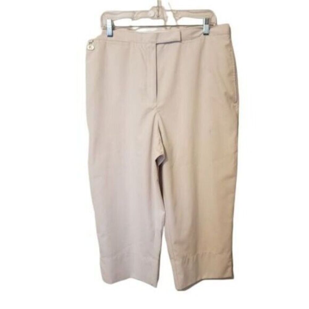 Liz Golf by Liz Claiborne Womens Size 16P Cream  Solid Carpi Pants